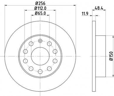 Тормозной диск зад. Caddy III (260x12) Hella 8DD355109-641 (фото 1)