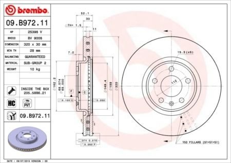 Тормозной диск BM Brembo 09.B972.11 (фото 1)