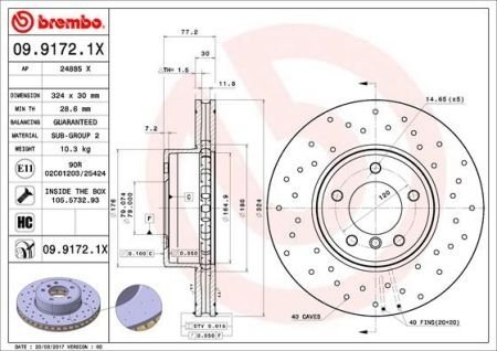 Гальмівний диск BM Brembo 09.9172.1X