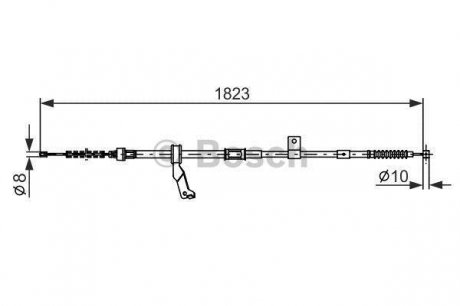 Тормозной трос 1823mm TOYOTA Avensis T25 \'\'RR Bosch 1987482297 (фото 1)