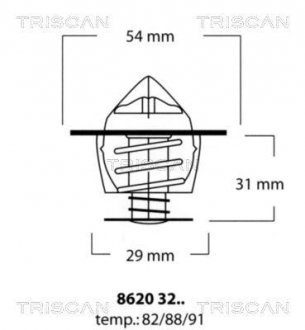 Термостат системи охолодження двигуна TRISCAN 8620 3288