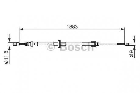 RENAULT Трос ручного тормоза Laguna II (лев.пр.) Bosch 1987482302 (фото 1)
