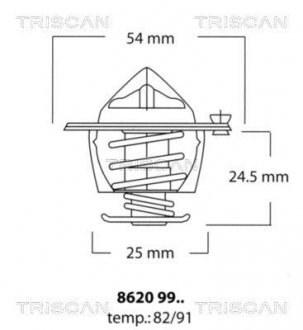 Термостат системи охолодження двигуна TRISCAN 8620 9982