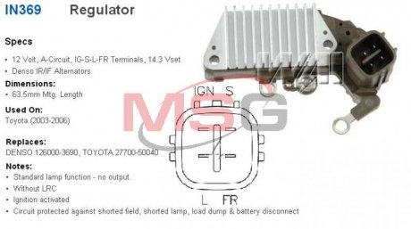 Регулятор генератора Transpo IN369 (фото 1)