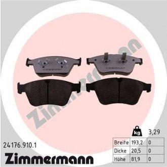 Колодки гальмівні дискові Zimmermann Otto Zimmermann GmbH 24176.910.1