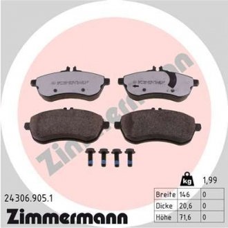 Колодки гальмівні дискові Otto Zimmermann GmbH 24306.905.1 (фото 1)