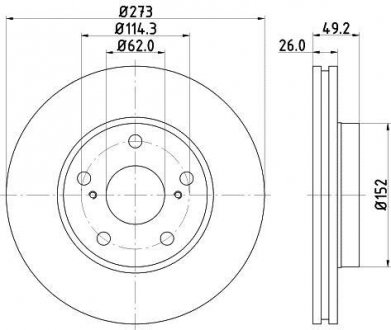 Диск гальмівний передній Toyota Auris 1.4, 1.6, 1.8 (07-) Nisshinbo ND1021K (фото 1)