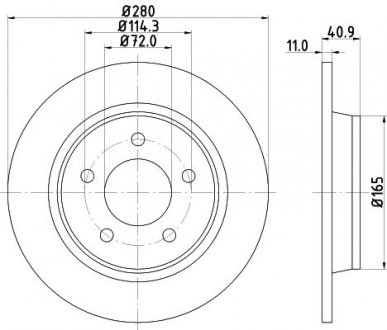 Диск гальмівний задній Mazda 3, 5 2.0, 2.2, 2.3, 2.5 (05-) Nisshinbo ND5017