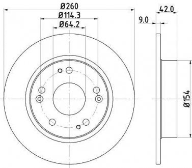 Диск гальмівний задній Honda Civic 1.4, 1.6, 1.8, 2.0 (05-) Nisshinbo ND8003K (фото 1)