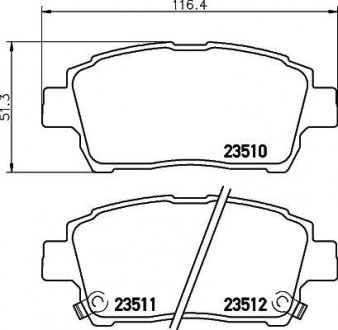 Колодки гальмові дискові передні Toyota Corolla 1.4, 1.8 (01-07),Prius Hybrid 1.5 (03-09) Nisshinbo NP1005 (фото 1)