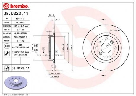 Тормозной диск Brembo 08.D223.11 (фото 1)