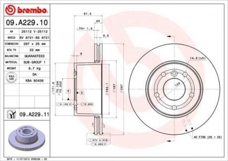 Тормозной диск Brembo 09.A229.11 (фото 1)