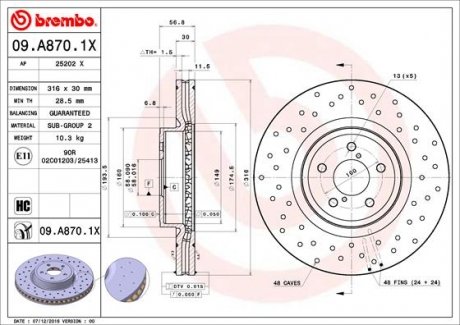 Гальмівні диски Brembo 09.A870.1X (фото 1)