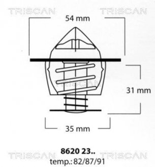 Термостат системи охолодження двигуна TRISCAN 8620 2387