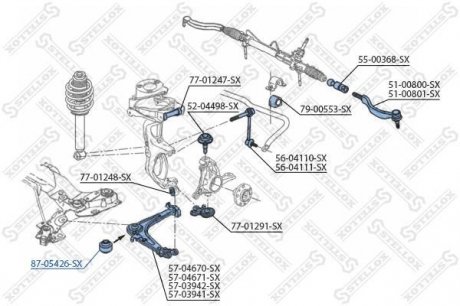 Сайлентблок рычага пер./Citroen C6 04>, Peugeot 407 all 04> Stellox 87-05426-SX (фото 1)
