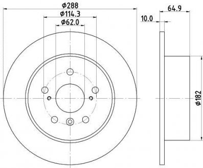 Диск тормозной задний Toyota Camry 2.0, 2.4, 3.0 (93-06) Nisshinbo ND1001K (фото 1)