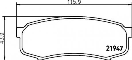 Колодки гальмівні дискові задні Toyota Land Cruiser 2.7, 3.0, 3.5, 4.2 (03-10) Nisshinbo NP1008 (фото 1)