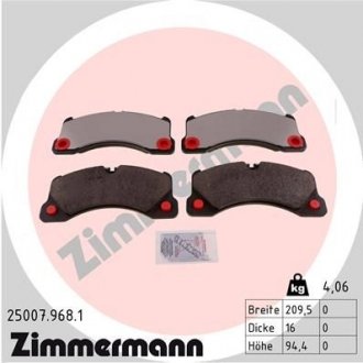 Колодки гальмівні дискові Zimmermann Otto Zimmermann GmbH 25007.968.1