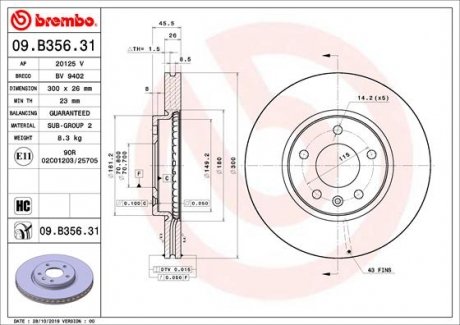 Тормозной диск Brembo 09.B356.31