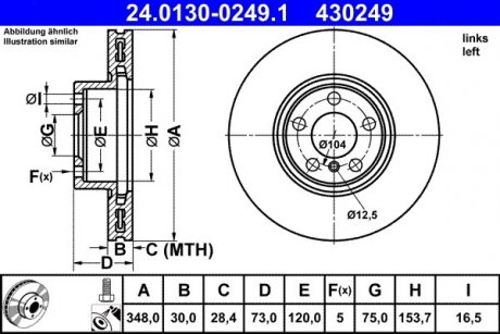 Тормозной диск ATE 24.0130-0249.1 (фото 1)