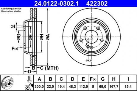 Гальмівний диск ATE 24.0122-0302.1 (фото 1)