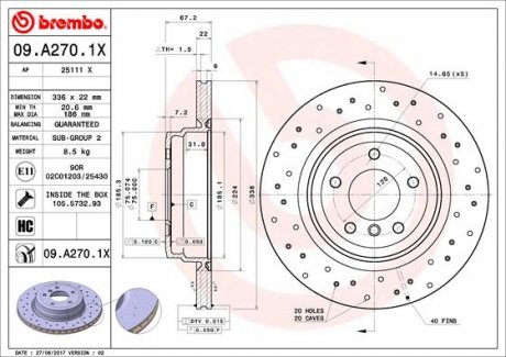 Гальмівні диски Brembo 09.A270.1X (фото 1)