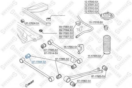 Сайлентблок заднего рычага переднего внутренний / Subaru Impreza/Forester 98-02 Stellox 87-17004-SX