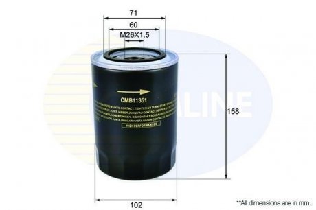 - Фільтр оливи (аналогWL7199/OC297) COMLINE CMB11351 (фото 1)