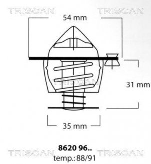 Термостат системи охолодження двигуна TRISCAN 8620 9691