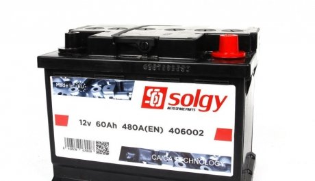 Аккумуляторная батарея 60Ah/480A (242x175x190) SOLGY 406002 (фото 1)