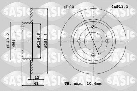 Гальмівні диски Sasic 6104001 (фото 1)