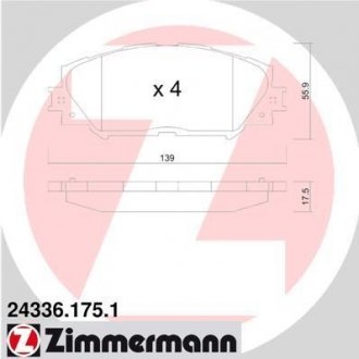 Тормозные колодки дисковые 0446542160 Zimmermann Otto Zimmermann GmbH 243361751