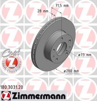 Диск тормозной ZIMMERMANN Otto Zimmermann GmbH 180.3031.20