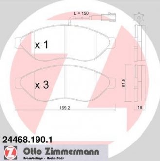Колодки тормозные ZIMMERMANN Otto Zimmermann GmbH 24468.190.1