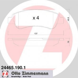 Колодки тормозные Otto Zimmermann GmbH 24465.190.1 (фото 1)