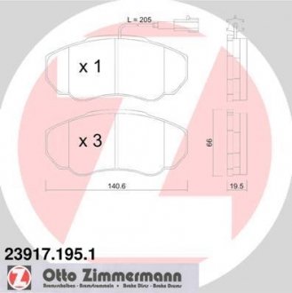 Колодки тормозные Otto Zimmermann GmbH 23917.195.1 (фото 1)