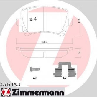 Колодки тормозные ZIMMERMANN Otto Zimmermann GmbH 23914.170.3