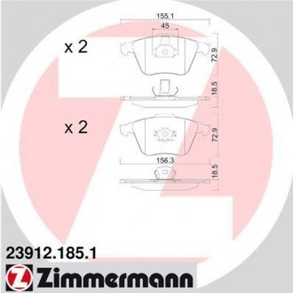 Колодки тормозные Otto Zimmermann GmbH 23912.185.1 (фото 1)