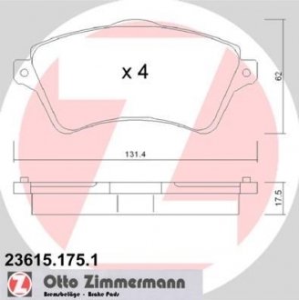 Колодки тормозные ZIMMERMANN Otto Zimmermann GmbH 23615.175.1