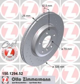 Гальмівний диск перед BMW 325i-Z4 E85-E86 2.5-2.9- Otto Zimmermann GmbH 150129452 (фото 1)