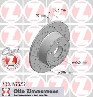 ДИСК ТОРМОЗНОЙ ZIMMERMANN Otto Zimmermann GmbH 430.1475.52