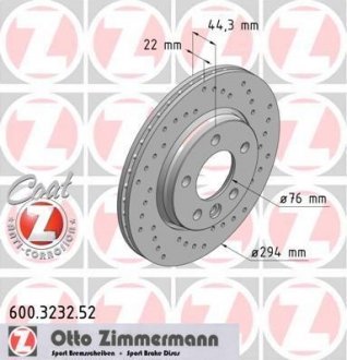 Диск тормозной ZIMMERMANN Otto Zimmermann GmbH 600.3232.52