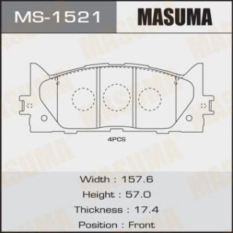 Колодка гальмівна передня Toyota Camry (06-) Masuma MS1521 (фото 1)