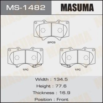 Колодка гальмівна передня Mitsubishi Pajero (06-)/ Toyota Hilux (11-), Land Cru Masuma MS1482 (фото 1)
