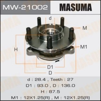 Ступиця колеса переднього у зборі з підшипником Infinity FX 35 (02-12) G 37 (08-) Masuma MW21002