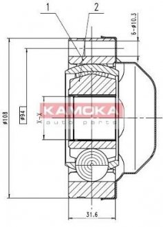 Шарнир равных угловых скоростей (ШРУС) Kamoka 8713 (фото 1)