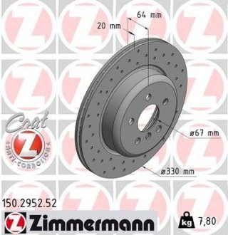 Диск тормозной SPORT Z левый ZIMMERMANN Otto Zimmermann GmbH 150295252