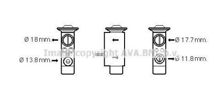 LAND ROVER Розширювальний клапан кондиціонера DISCOVERY SPORT (L550) 1.5 20-, DISCOVERY SPORT (L550) 2.0 14-, FREELANDER 2 (L359) 2.0 06-, VOLVO AVA Cooling Systems VO1162 (фото 1)