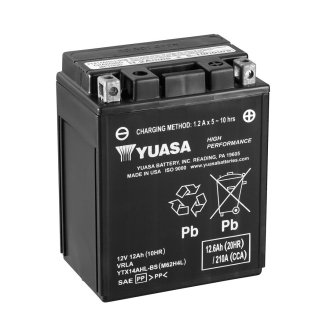 МОТО 12V 12,6Ah High Performance MF Battery AGM (сухозаряжений) Battery Europe) Gmb YUASA YTX14AHL-BS