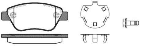 Гальмівні колодки пер. 500/PANDA/DOBLO/CORSA 1.0-1.9 04- (Bosch) (123.8x53.6) з датчиком WOKING P9583.30 (фото 1)